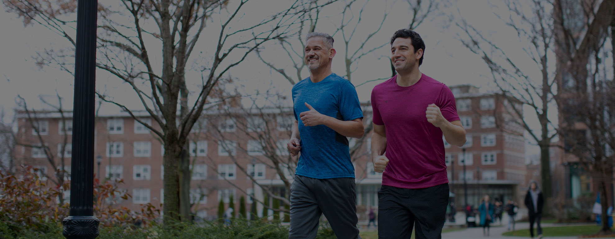 Man jogging with friend. 